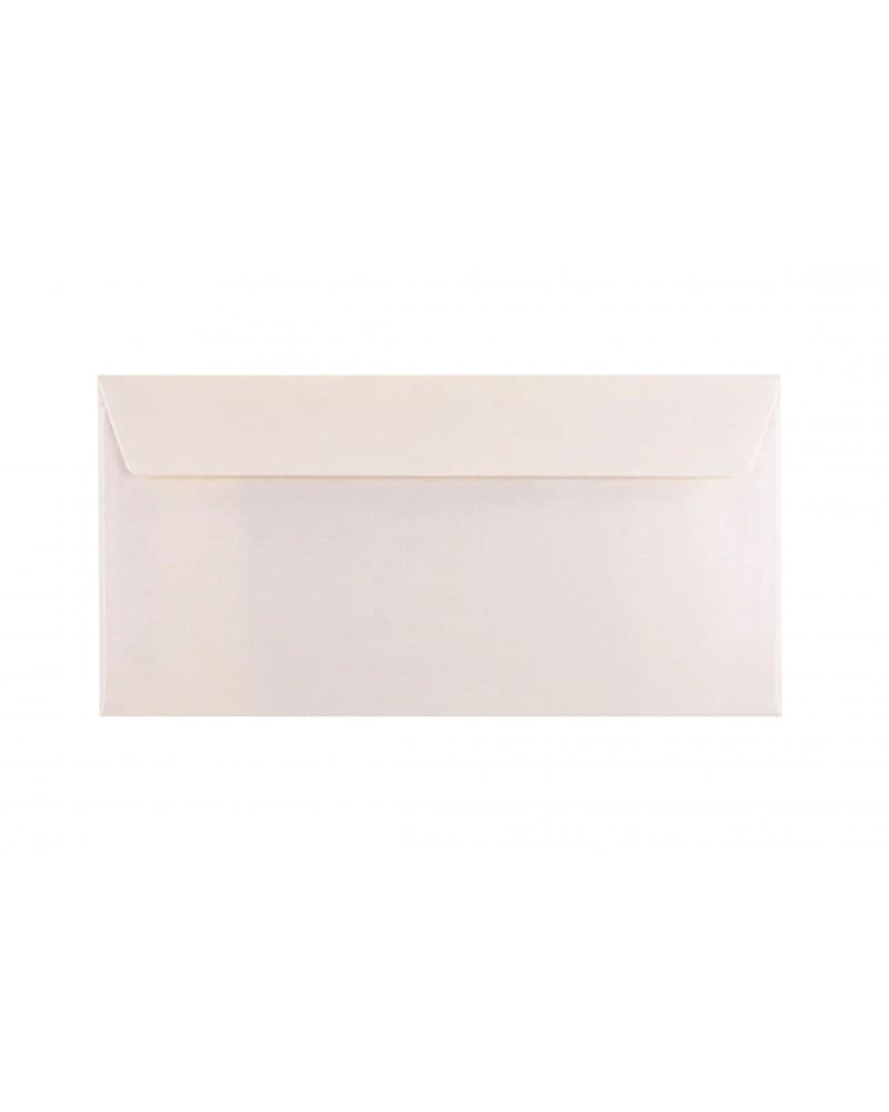 Koperta DL (110x220mm) z papieru  Majestic Candlelight Cream z prostą klapką